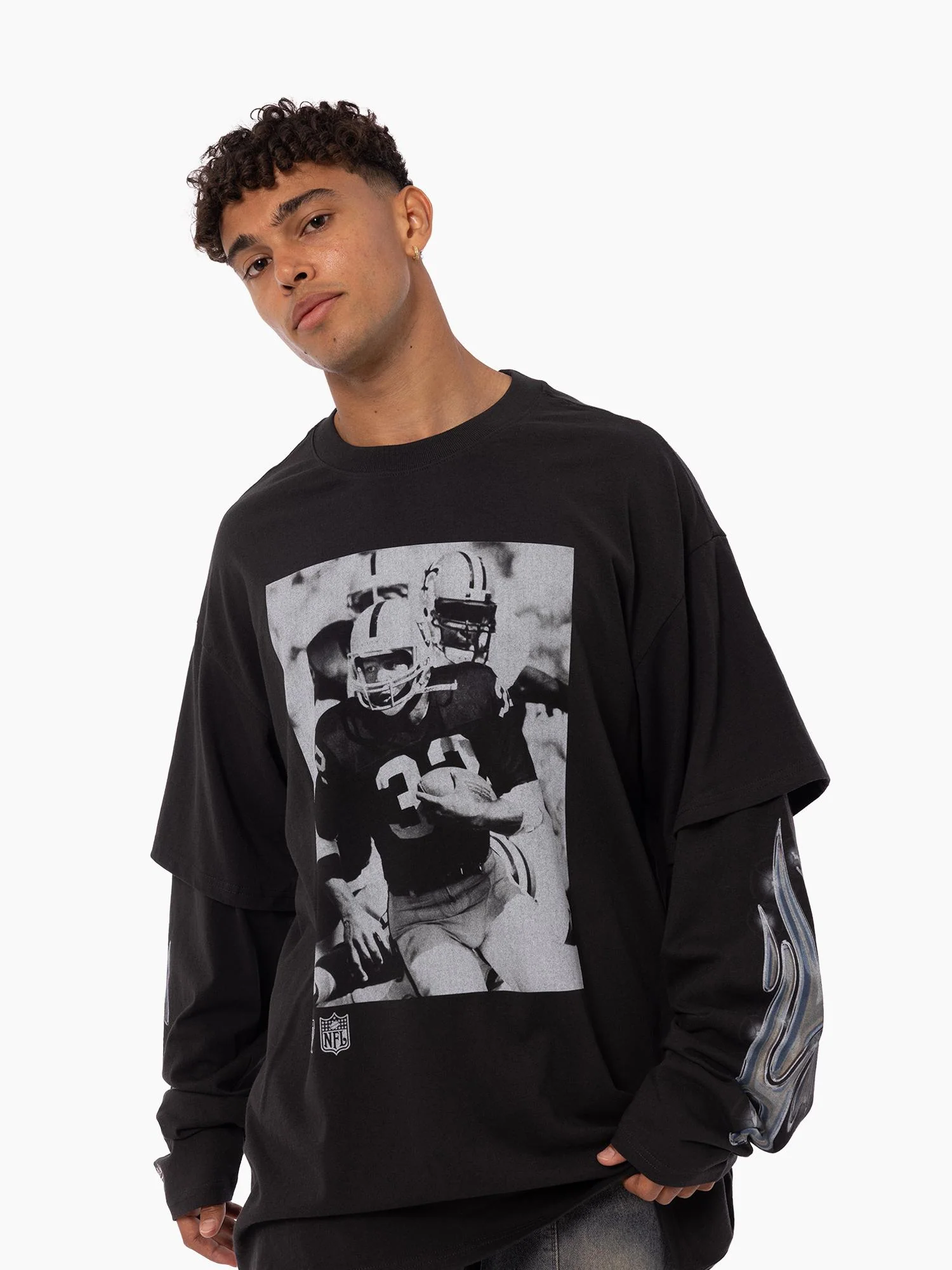 Los Angeles Raiders Chrome Nation Layered Long Sleeve Tee - Image 3
