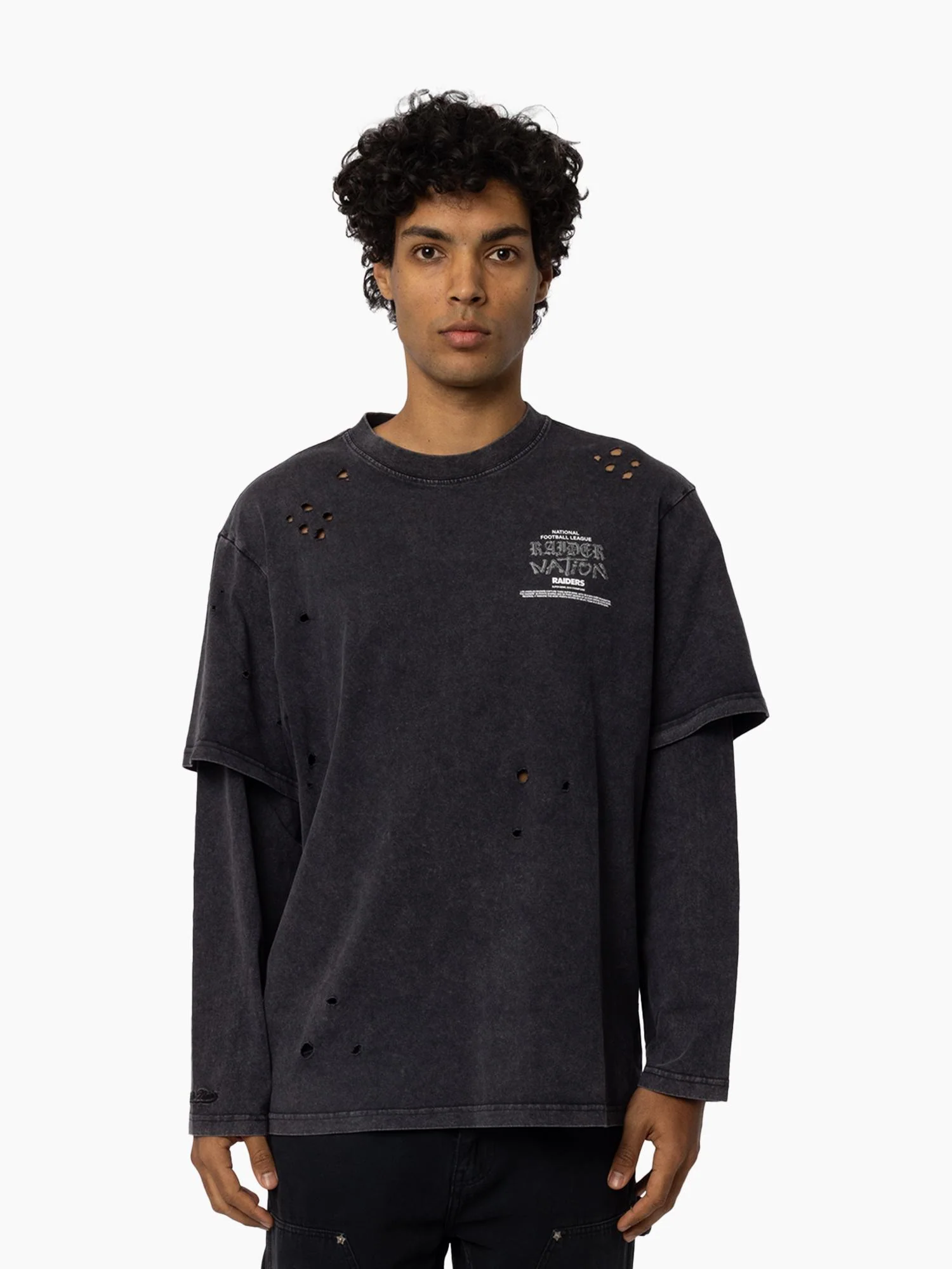 Oakland Raiders Chrome Mock Longsleeve Tee - Image 3