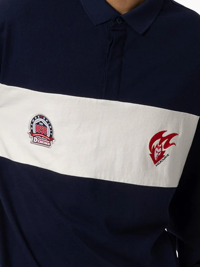 Melbourne Demons Long Sleeve Rugby Polo - Image 2