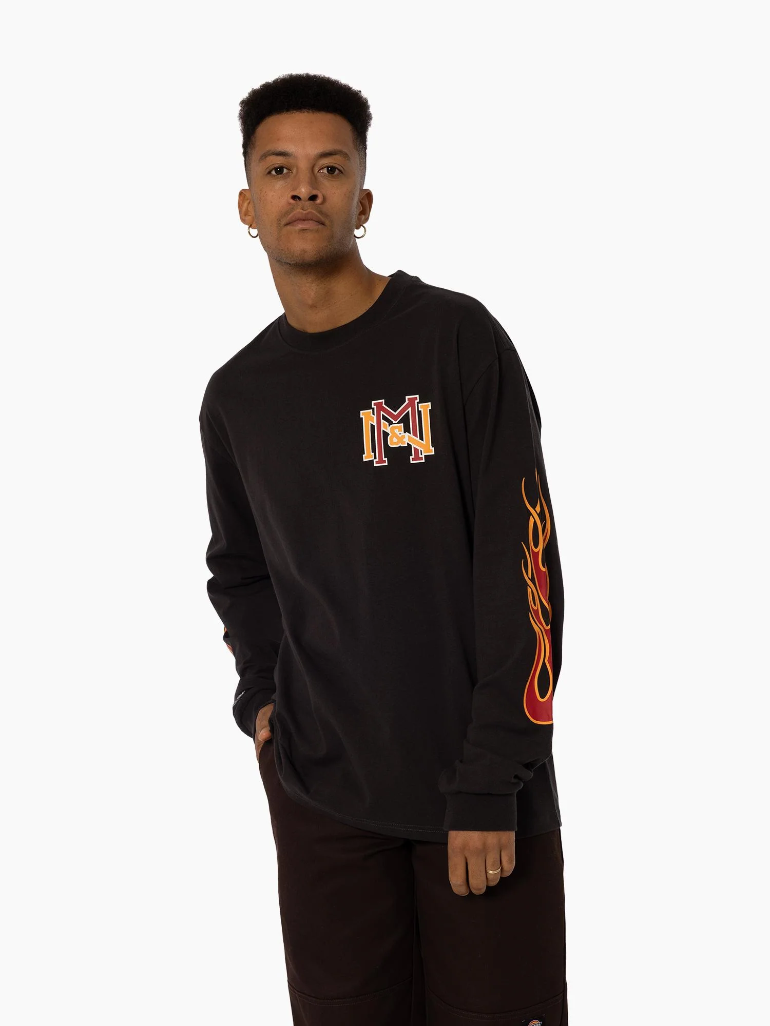 Mitchell & Ness Flames Long Sleeve Cotton Tee - Image 4
