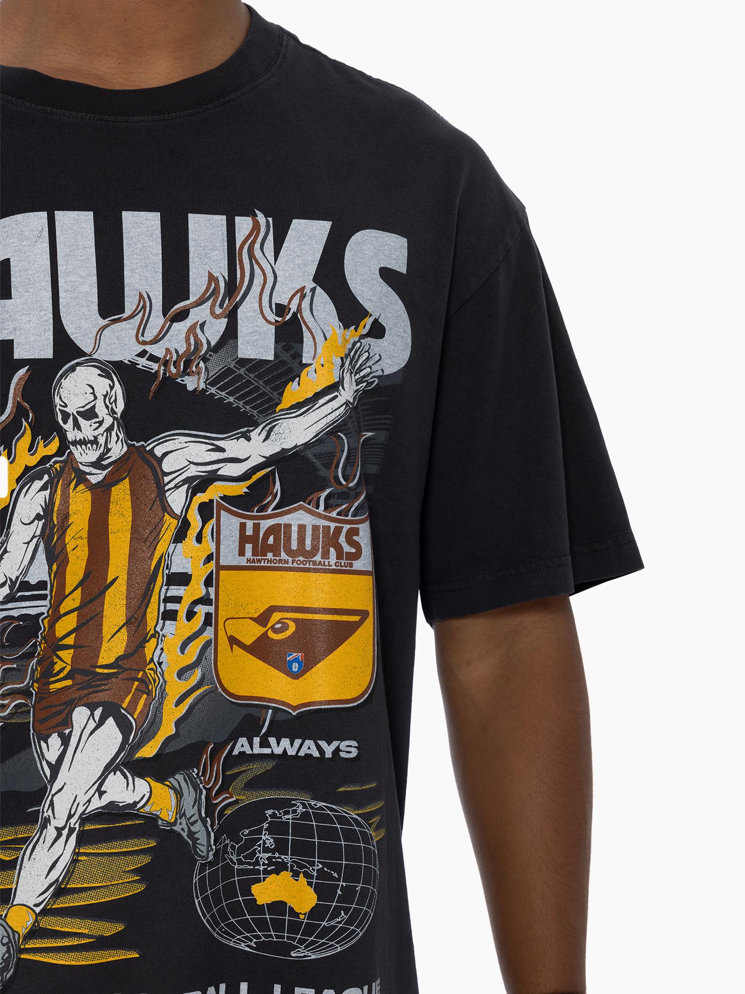 Hawthorn Hawks Flaming Skull Footy Tee - Image 4