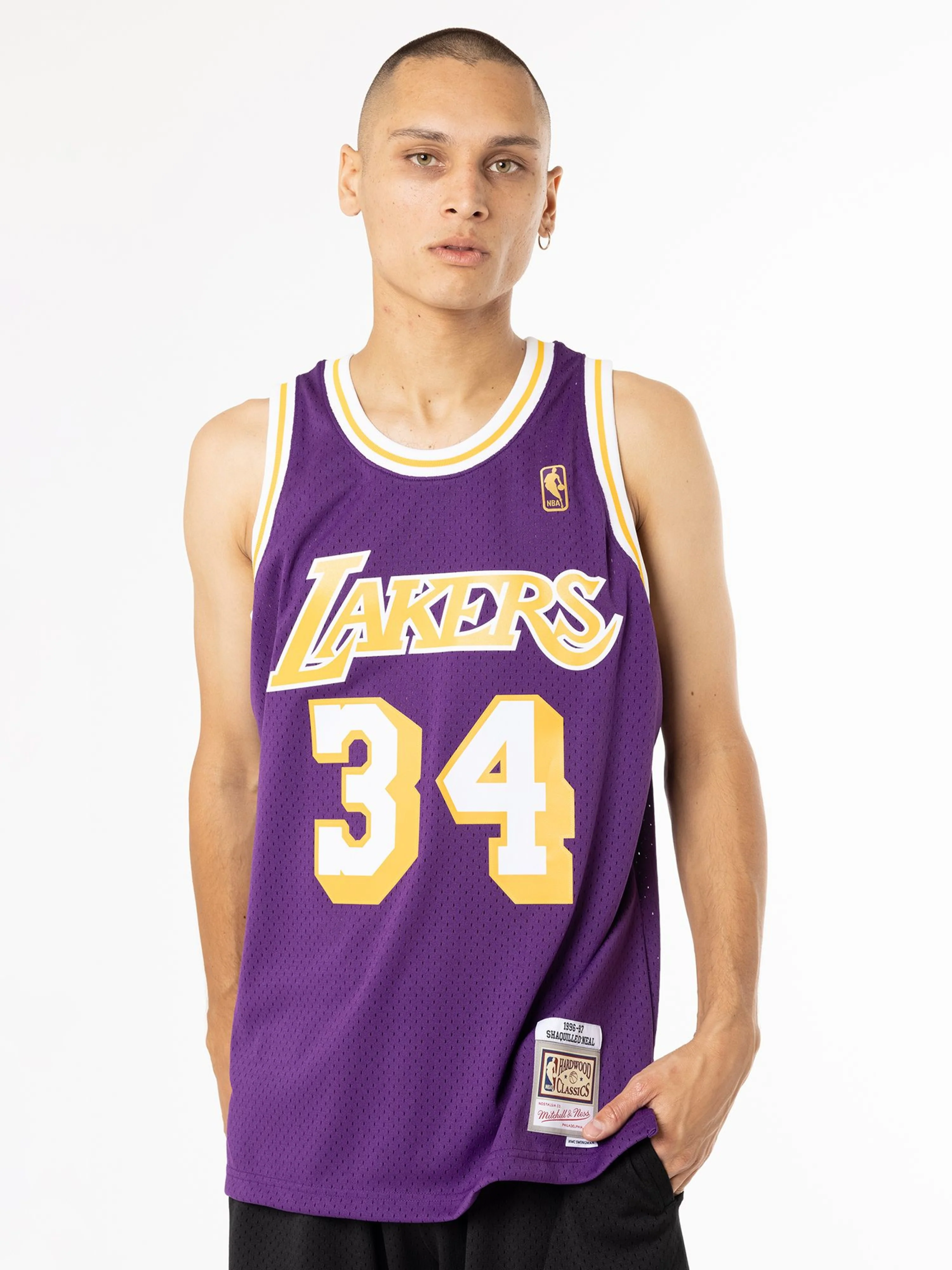 Shaquille O'Neal 1996-97 L.A Lakers Road Swingman Jersey - Image 3