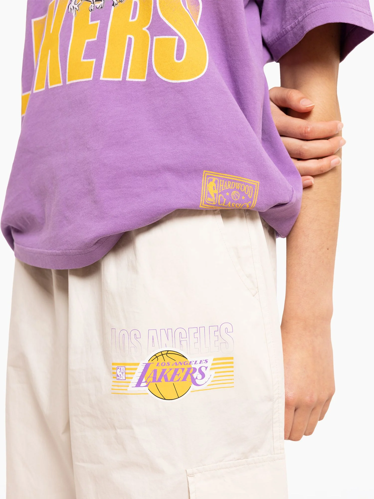 Women's L.A Lakers Stripes Logo Parachute Cargo Pants - Image 3